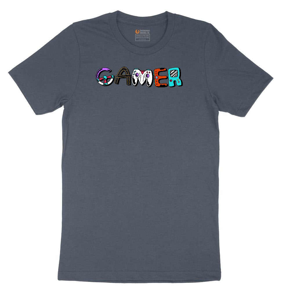Gamer Art Version - Mens & Ladies T-Shirt Youth Short Sleeve Tee - Heather Navy