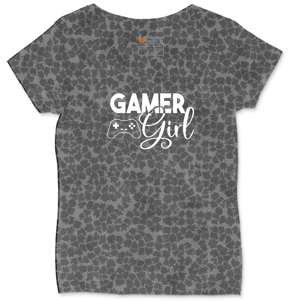 Gamer Girl - Ladies T-Shirt Ladies Curvy Tee - Black Leopard