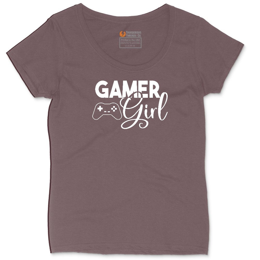 Gamer Girl - Ladies T-Shirt Ladies Curvy Tee - Sangria Blackout