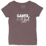 Gamer Girl - Ladies T-Shirt Ladies Curvy Tee - Sangria Blackout