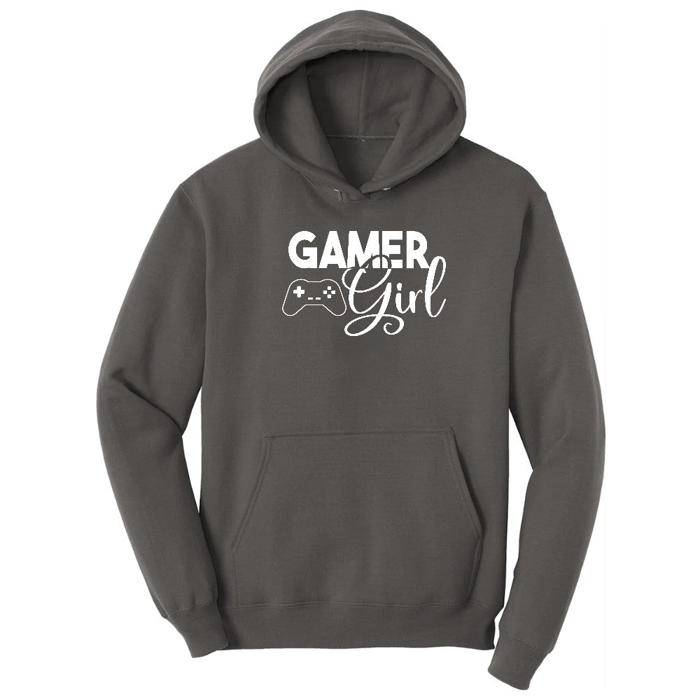 Gamer Girl - Ladies T-Shirt Hoodie - Charcoal