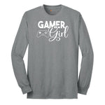 Gamer Girl - Ladies T-Shirt Long Sleeve Tee - Athletic Grey
