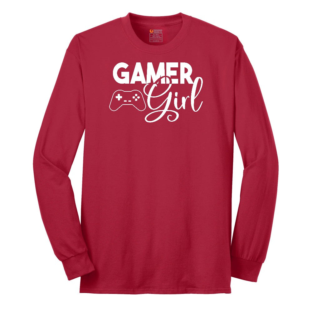 Gamer Girl - Ladies T-Shirt Long Sleeve Tee - Red