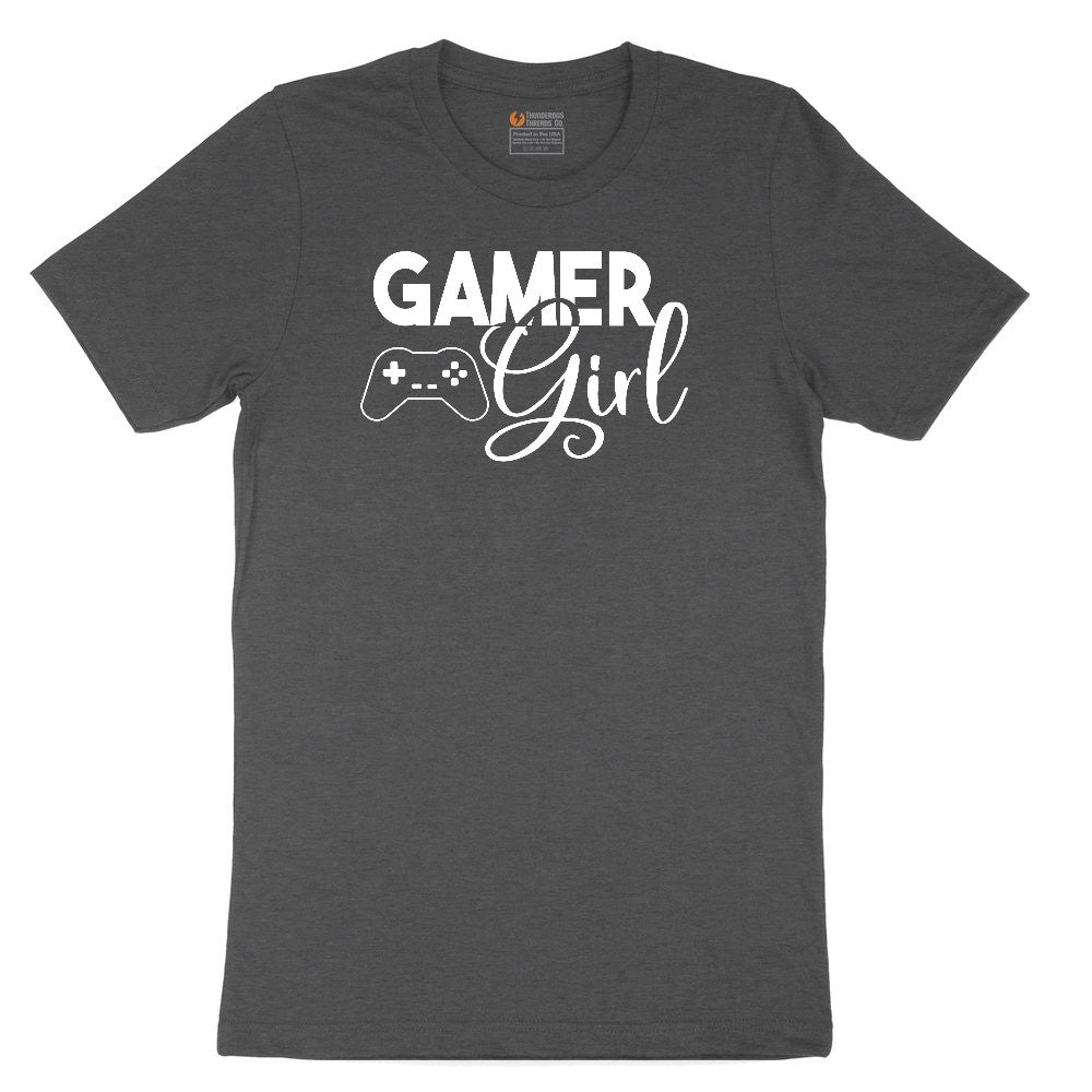 Gamer Girl - Ladies T-Shirt Youth Short Sleeve Tee - Dark Heather Grey
