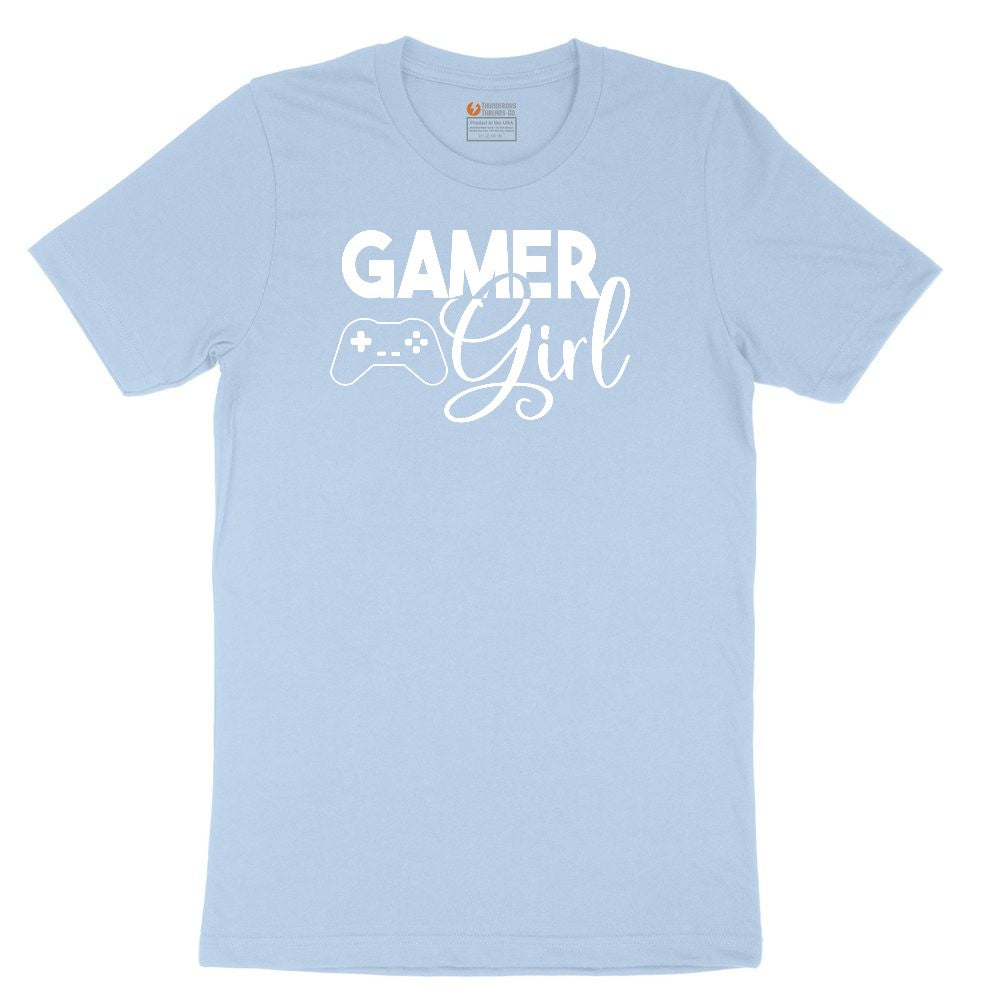 Gamer Girl - Ladies T-Shirt Youth Short Sleeve Tee - Light Blue
