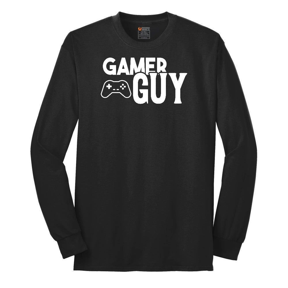 Gamer Guy - Mens T-Shirt Long Sleeve Tee - Jet Black