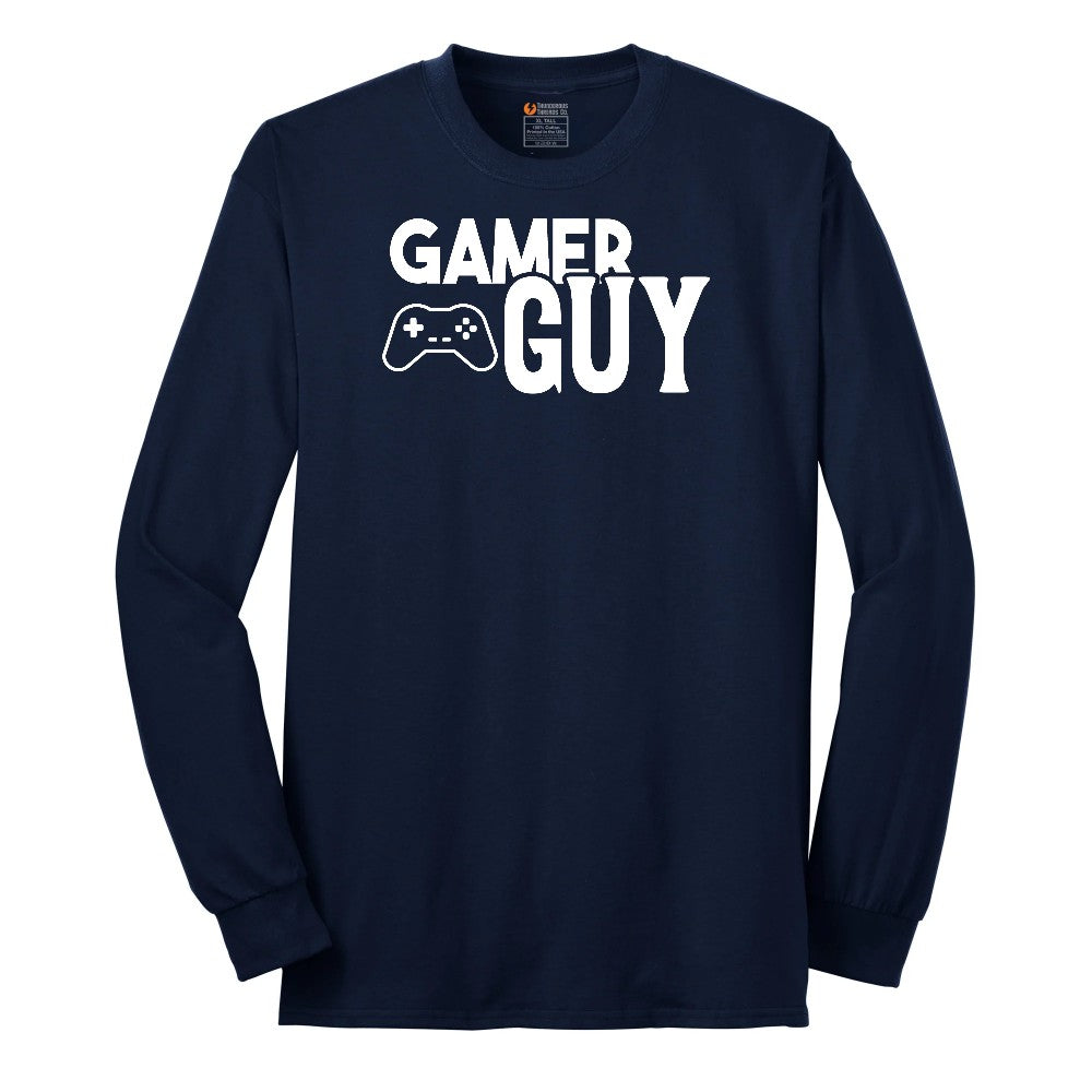 Gamer Guy - Mens T-Shirt Long Sleeve Tee - Navy