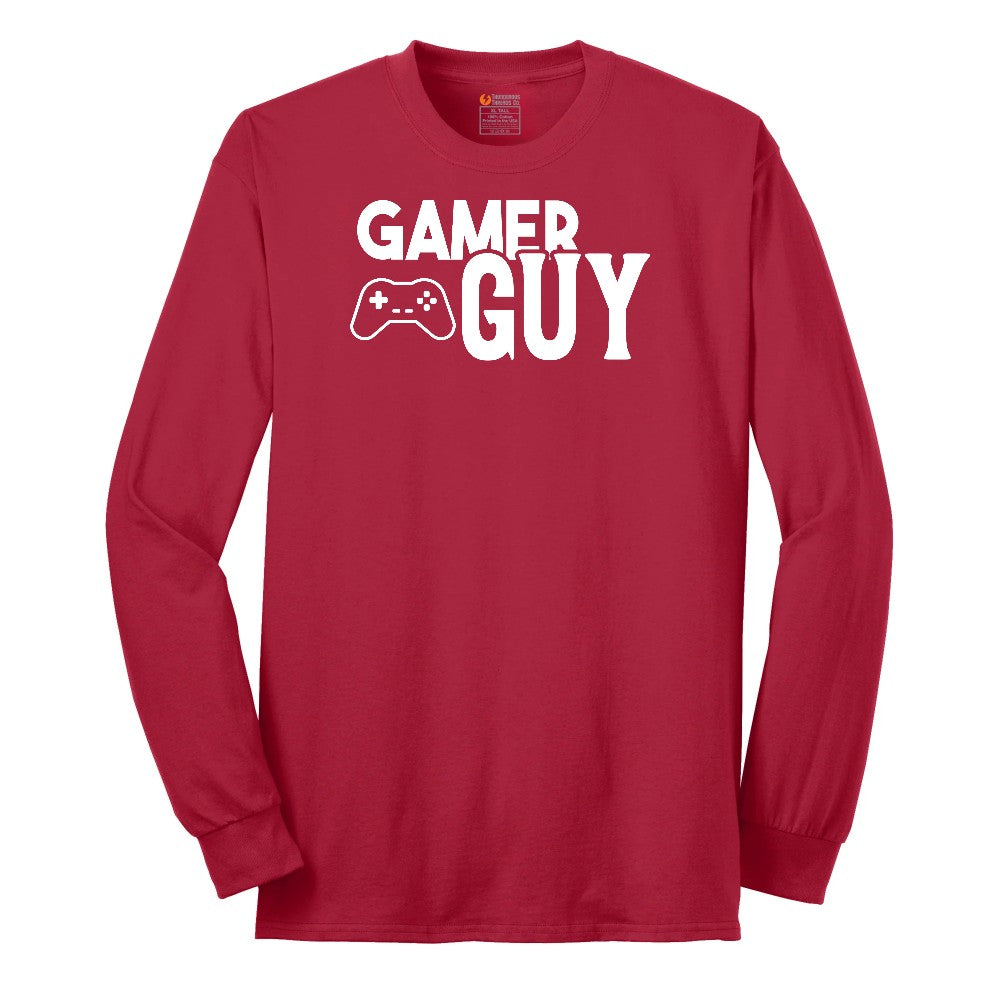Gamer Guy - Mens T-Shirt Long Sleeve Tee - Red