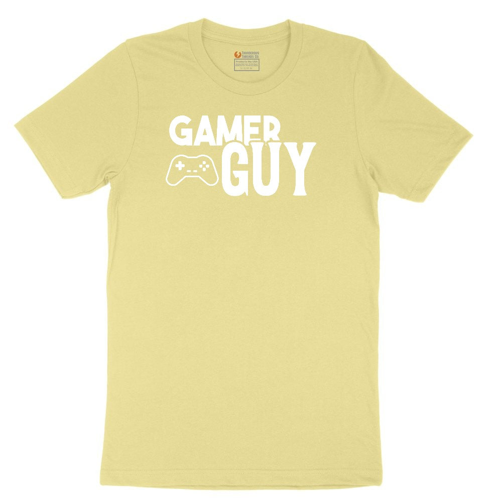 Gamer Guy - Mens T-Shirt Youth Short Sleeve Tee - Yellow