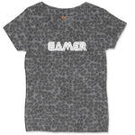 Gamer Sega Version - Mens & Ladies T-Shirt Ladies Curvy Tee - Black Leopard