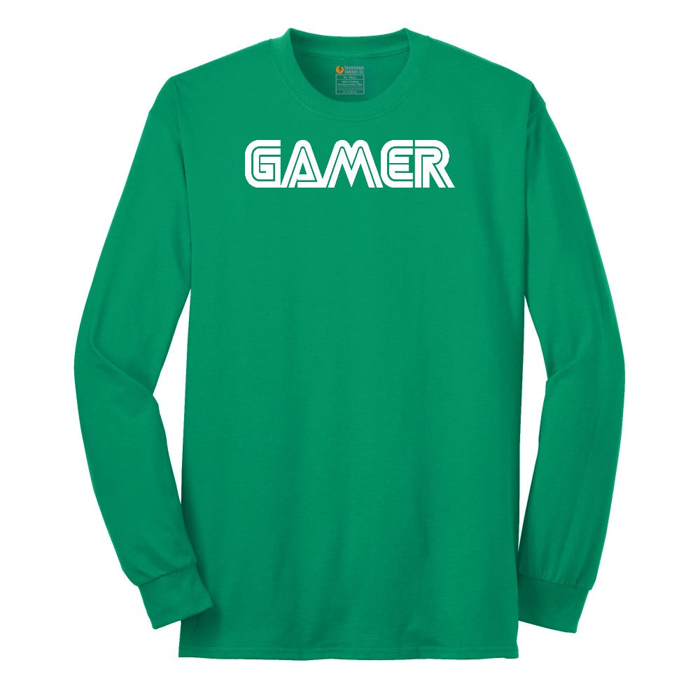 Gamer Sega Version - Mens & Ladies T-Shirt Long Sleeve Tee - Kelly Green