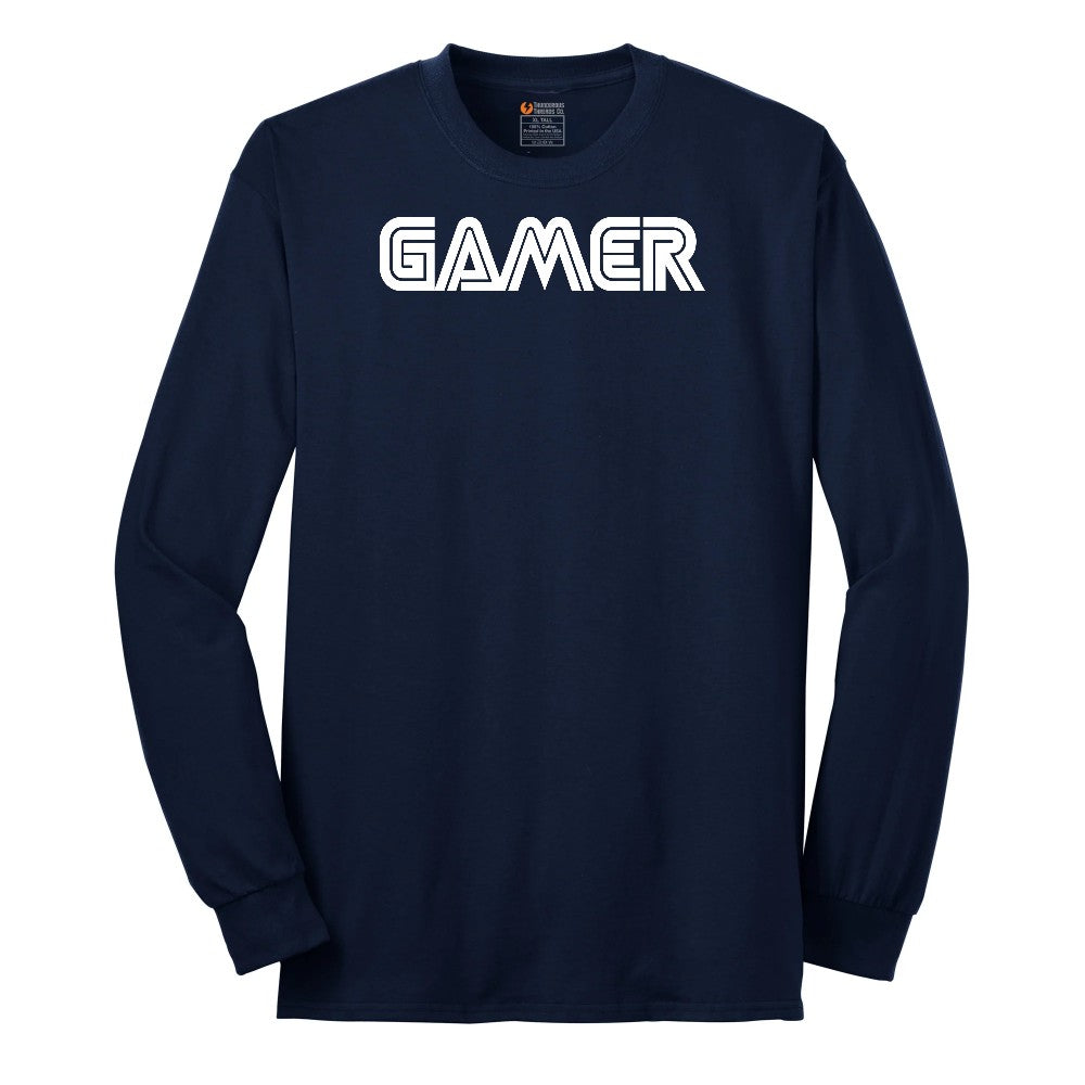 Gamer Sega Version - Mens & Ladies T-Shirt Long Sleeve Tee - Navy