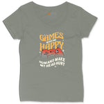 Games Make Me Happy Humans Make My Head Hurt - Mens & Ladies T-Shirt Ladies Curvy Tee - Bamboo Blackout