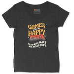 Games Make Me Happy Humans Make My Head Hurt - Mens & Ladies T-Shirt Ladies Curvy Tee - Black