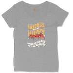 Games Make Me Happy Humans Make My Head Hurt - Mens & Ladies T-Shirt Ladies Curvy Tee - Granite Heather