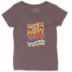 Games Make Me Happy Humans Make My Head Hurt - Mens & Ladies T-Shirt Ladies Curvy Tee - Sangria Blackout