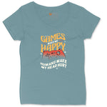 Games Make Me Happy Humans Make My Head Hurt - Mens & Ladies T-Shirt Ladies Curvy Tee - Surf Blackout