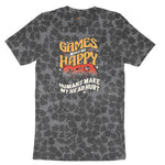 Games Make Me Happy Humans Make My Head Hurt - Mens & Ladies T-Shirt Ladies Short Sleeve Tee - Black Leopard