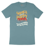 Games Make Me Happy Humans Make My Head Hurt - Mens & Ladies T-Shirt Ladies Short Sleeve Tee - Surf Blackout