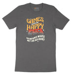 Games Make Me Happy Humans Make My Head Hurt - Mens & Ladies T-Shirt Short Sleeve Tee - Dark Heather Grey