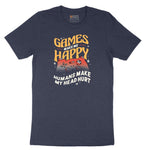 Games Make Me Happy Humans Make My Head Hurt - Mens & Ladies T-Shirt Short Sleeve Tee - Heather Navy