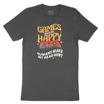 Games Make Me Happy Humans Make My Head Hurt - Mens & Ladies T-Shirt Youth Short Sleeve Tee - Dark Heather Grey