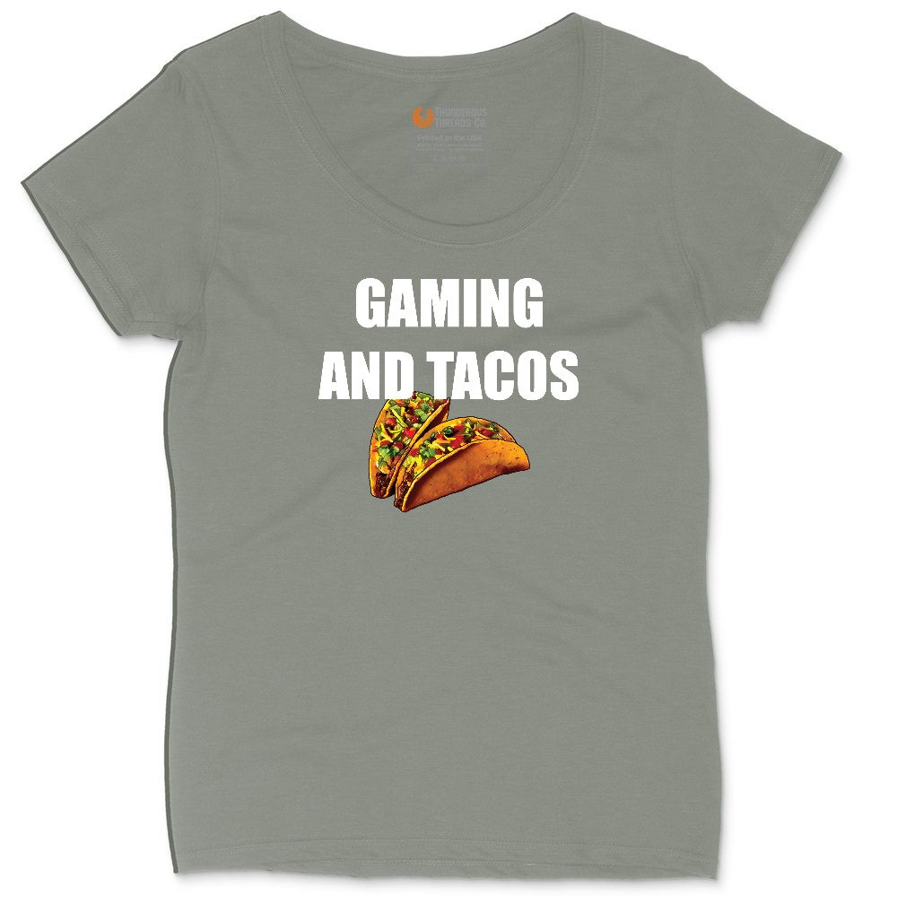 Gaming and Tacos - Mens & Ladies T-Shirt Ladies Curvy Tee - Bamboo Blackout