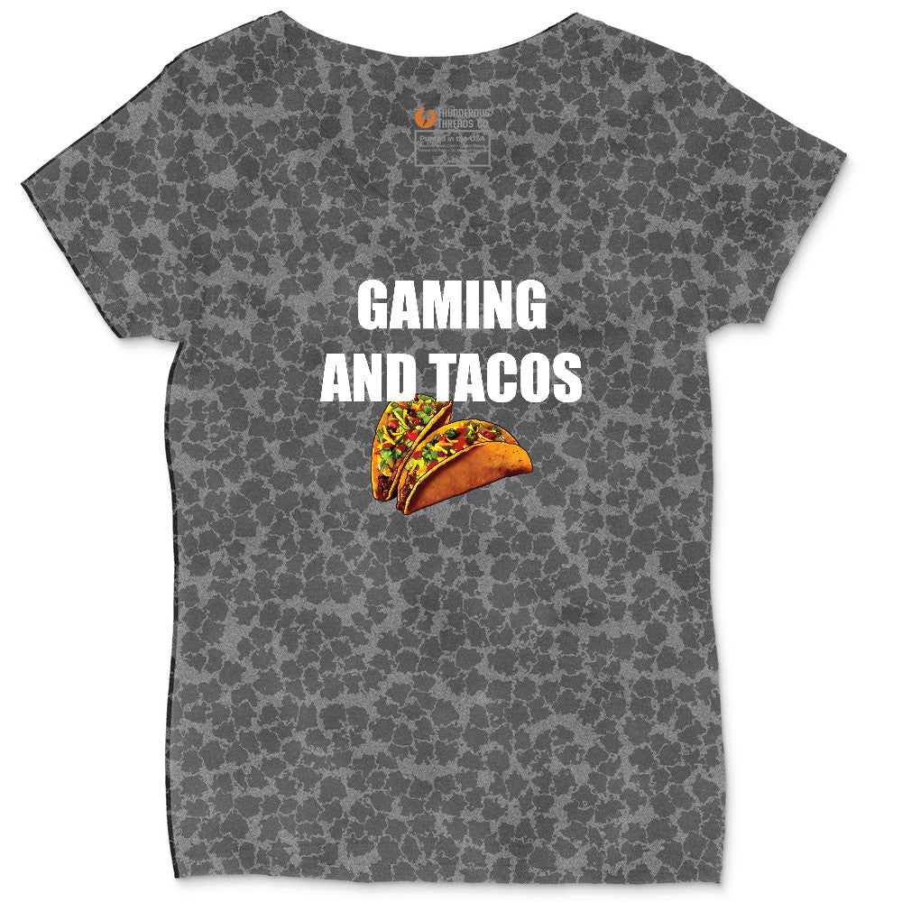 Gaming and Tacos - Mens & Ladies T-Shirt Ladies Curvy Tee - Black Leopard