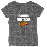 Gaming and Tacos - Mens & Ladies T-Shirt Ladies Curvy Tee - Black Leopard