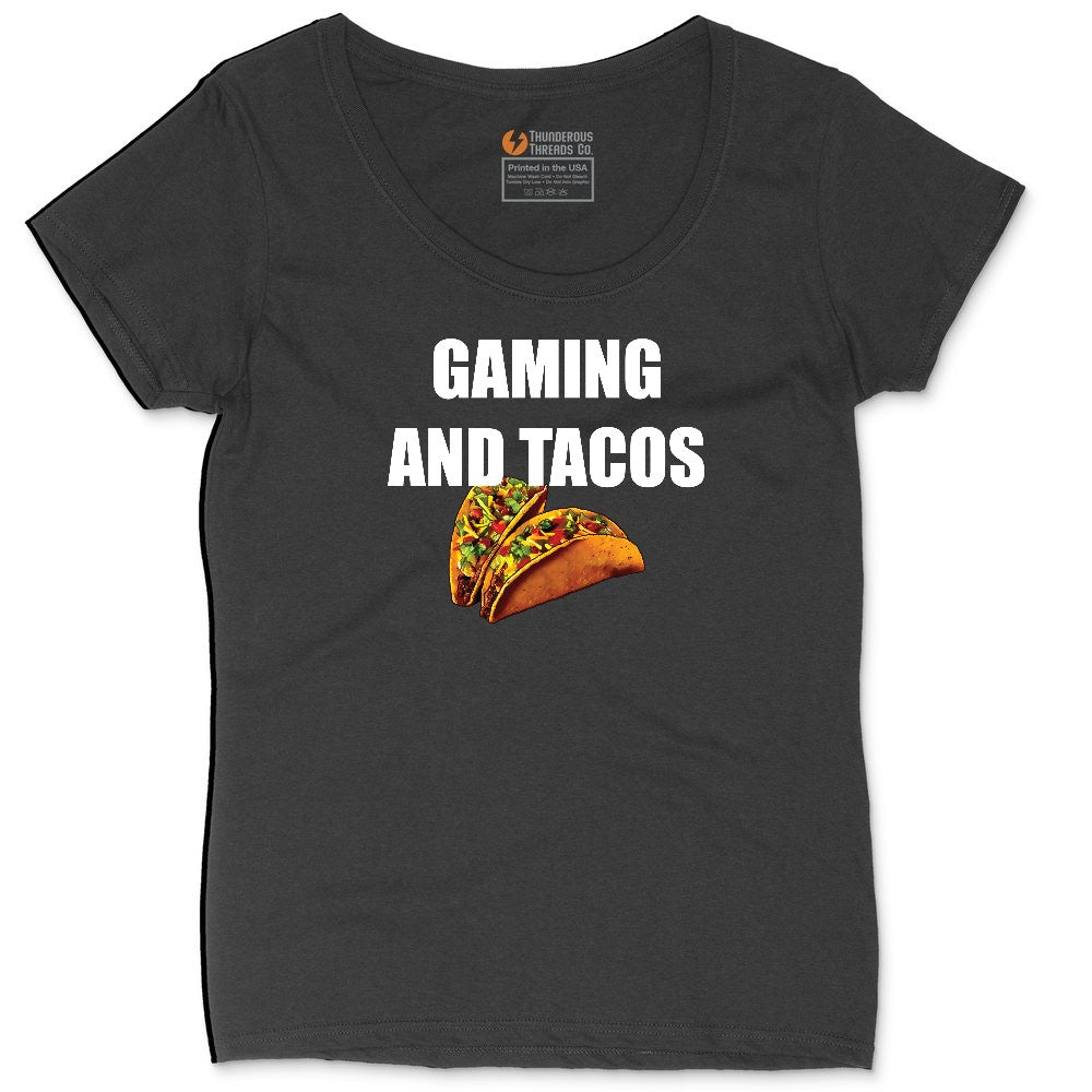 Gaming and Tacos - Mens & Ladies T-Shirt Ladies Curvy Tee - Black