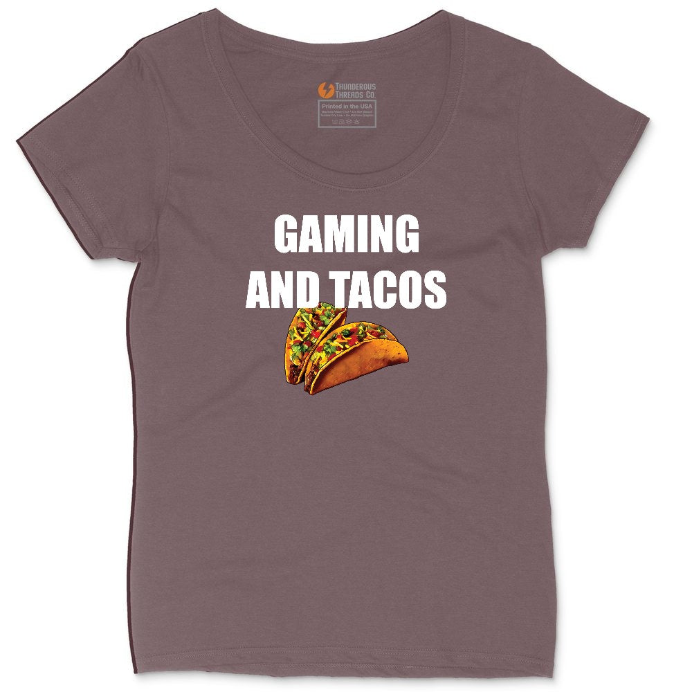 Gaming and Tacos - Mens & Ladies T-Shirt Ladies Curvy Tee - Sangria Blackout