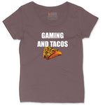 Gaming and Tacos - Mens & Ladies T-Shirt Ladies Curvy Tee - Sangria Blackout