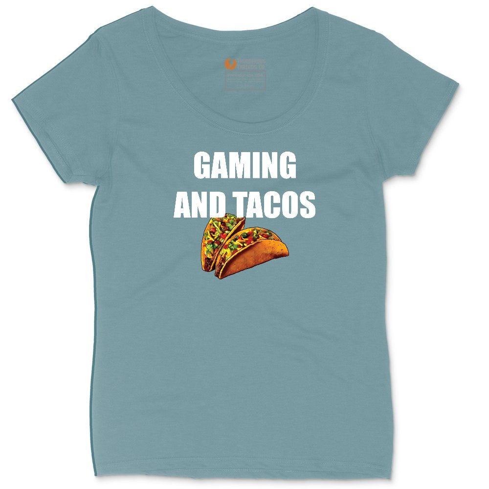 Gaming and Tacos - Mens & Ladies T-Shirt Ladies Curvy Tee - Surf Blackout