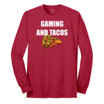 Gaming and Tacos - Mens & Ladies T-Shirt Long Sleeve Tee - Red
