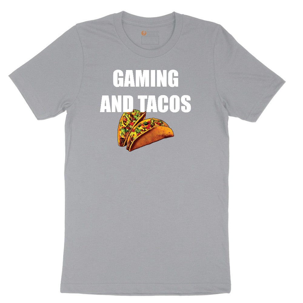 Gaming and Tacos - Mens & Ladies T-Shirt Short Sleeve Tee - Athletic Heather Grey