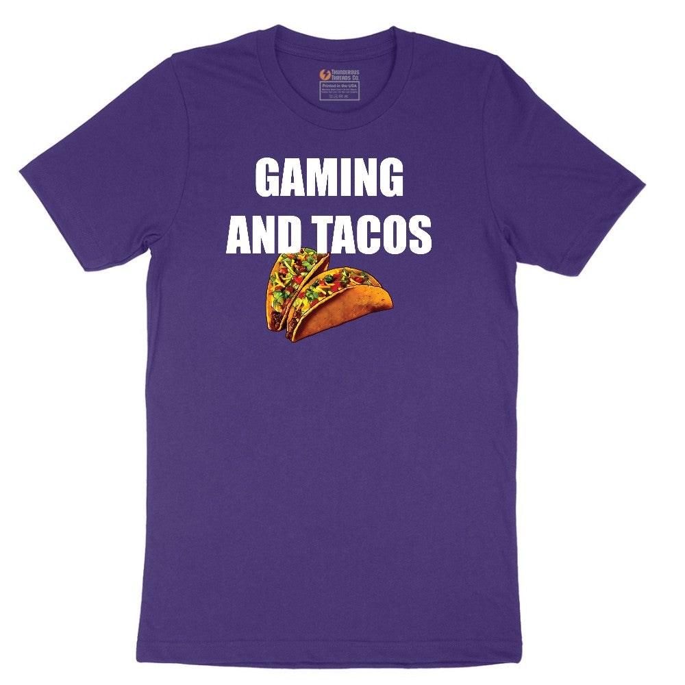 Gaming and Tacos - Mens & Ladies T-Shirt Short Sleeve Tee - Team Purple