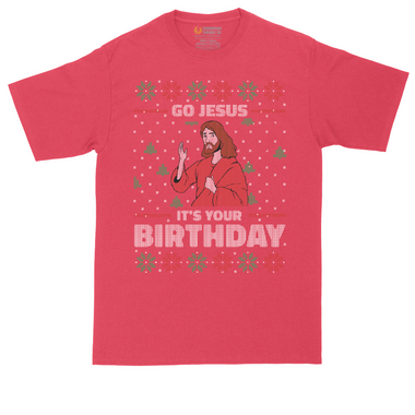 Go Jesus It's Your Birthday tall t-shirt for men in Jet Black