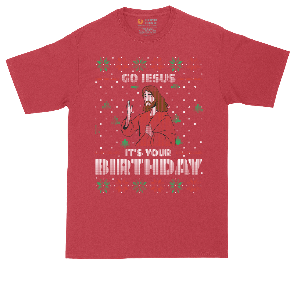 Go Jesus It's Your Birthday tall t-shirt for men in Red
