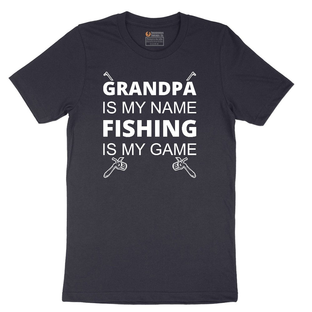 Grandpa is My Name Fishing is My Game Short Sleeve Tee - Deep Navy