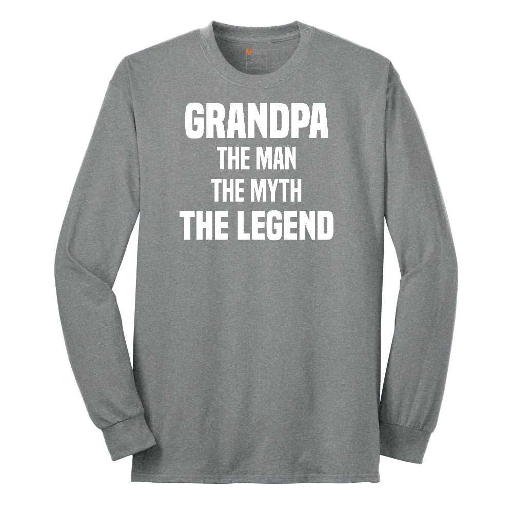 Grandpa The Man The Myth The Legend Long Sleeve Tee - Athletic Grey