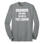 Grandpa The Man The Myth The Legend Long Sleeve Tee - Athletic Grey