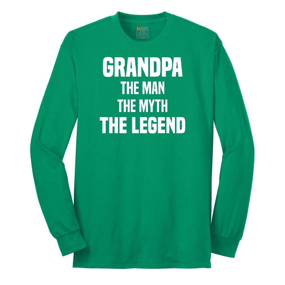 Grandpa The Man The Myth The Legend Long Sleeve Tee - Kelly Green