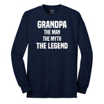 Grandpa The Man The Myth The Legend Long Sleeve Tee - Navy