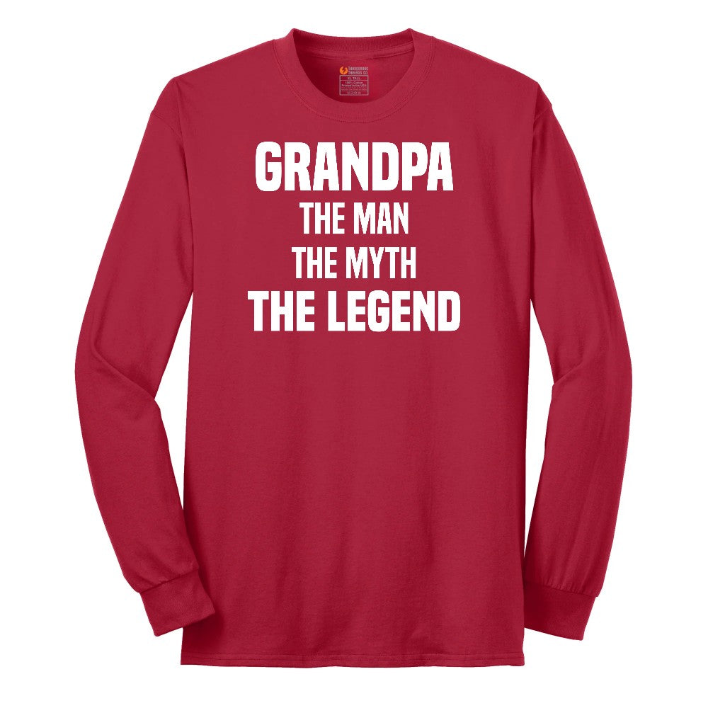 Grandpa The Man The Myth The Legend Long Sleeve Tee - Red