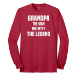 Grandpa The Man The Myth The Legend Long Sleeve Tee - Red