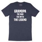 Grandpa The Man The Myth The Legend Short Sleeve Tee - Heather Navy