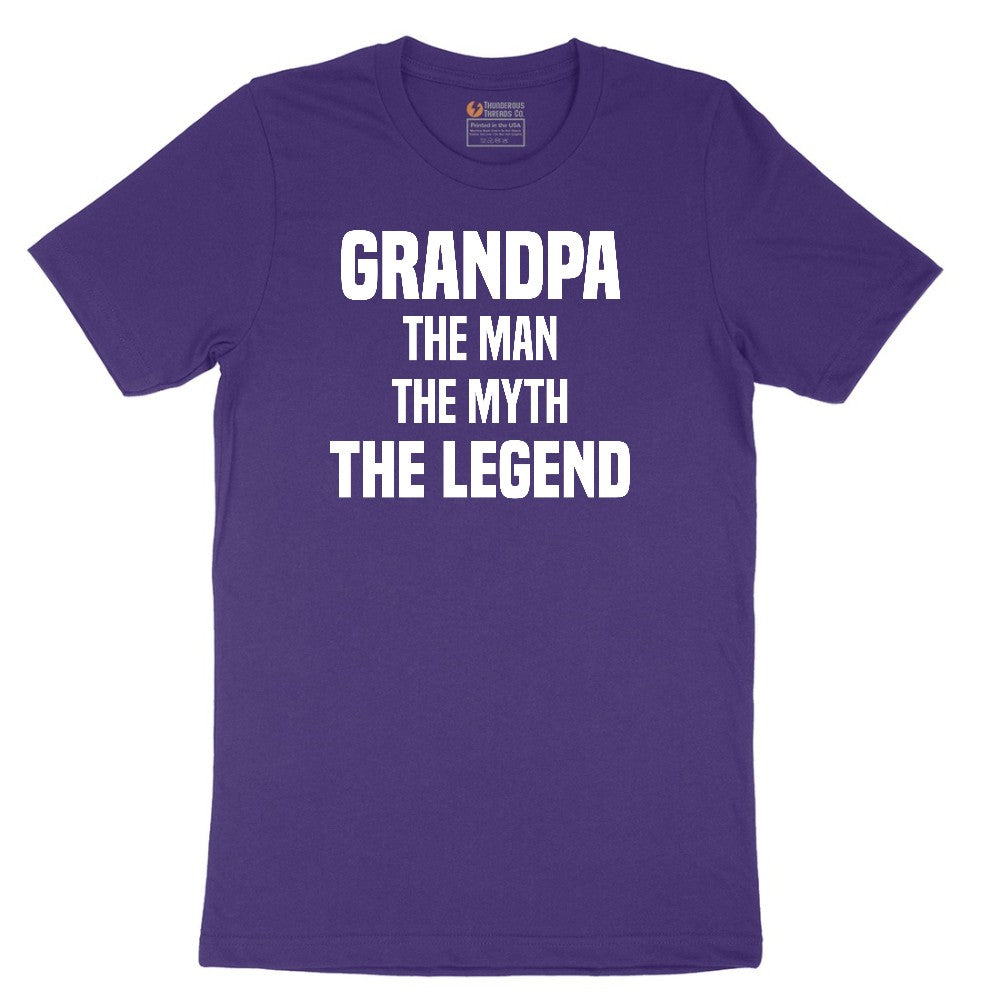 Grandpa The Man The Myth The Legend Short Sleeve Tee - Team Purple