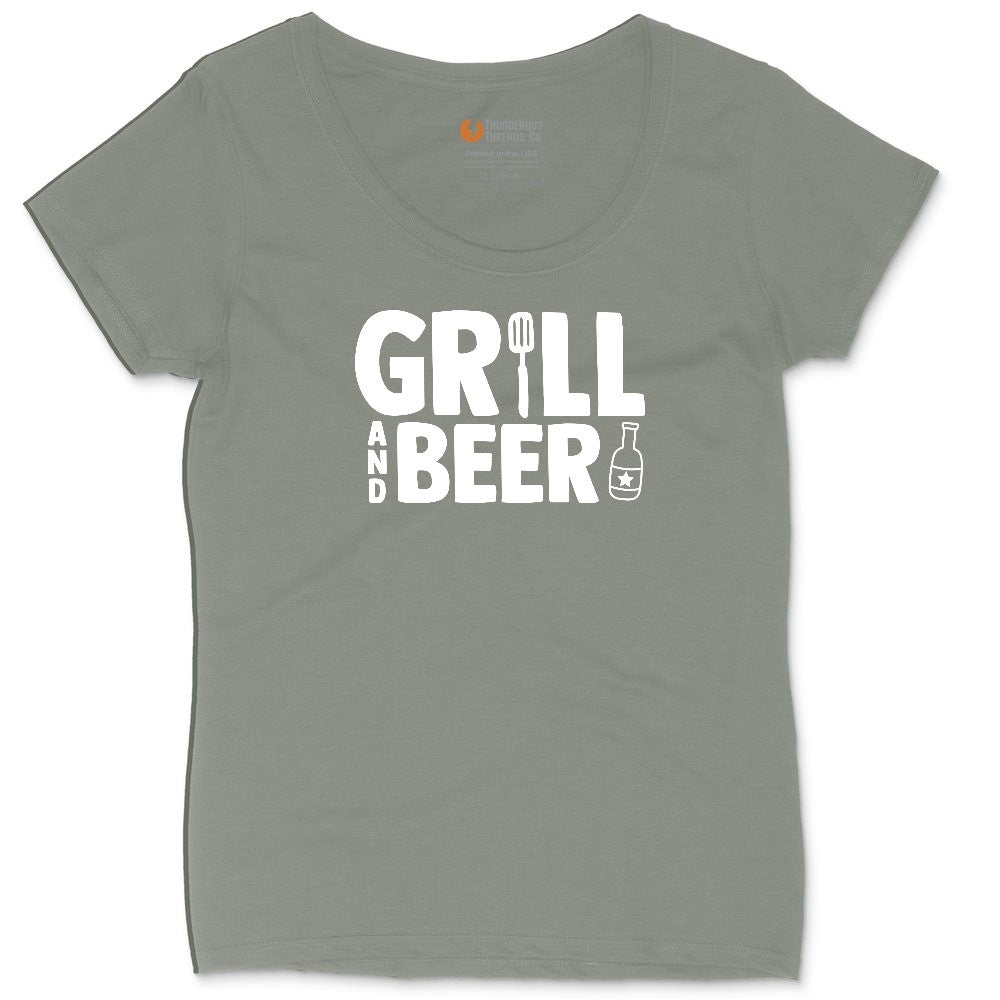 Grill and Beer Ladies Curvy Tee - Bamboo Blackout