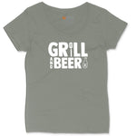 Grill and Beer Ladies Curvy Tee - Bamboo Blackout