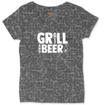 Grill and Beer Ladies Curvy Tee - Black Leopard